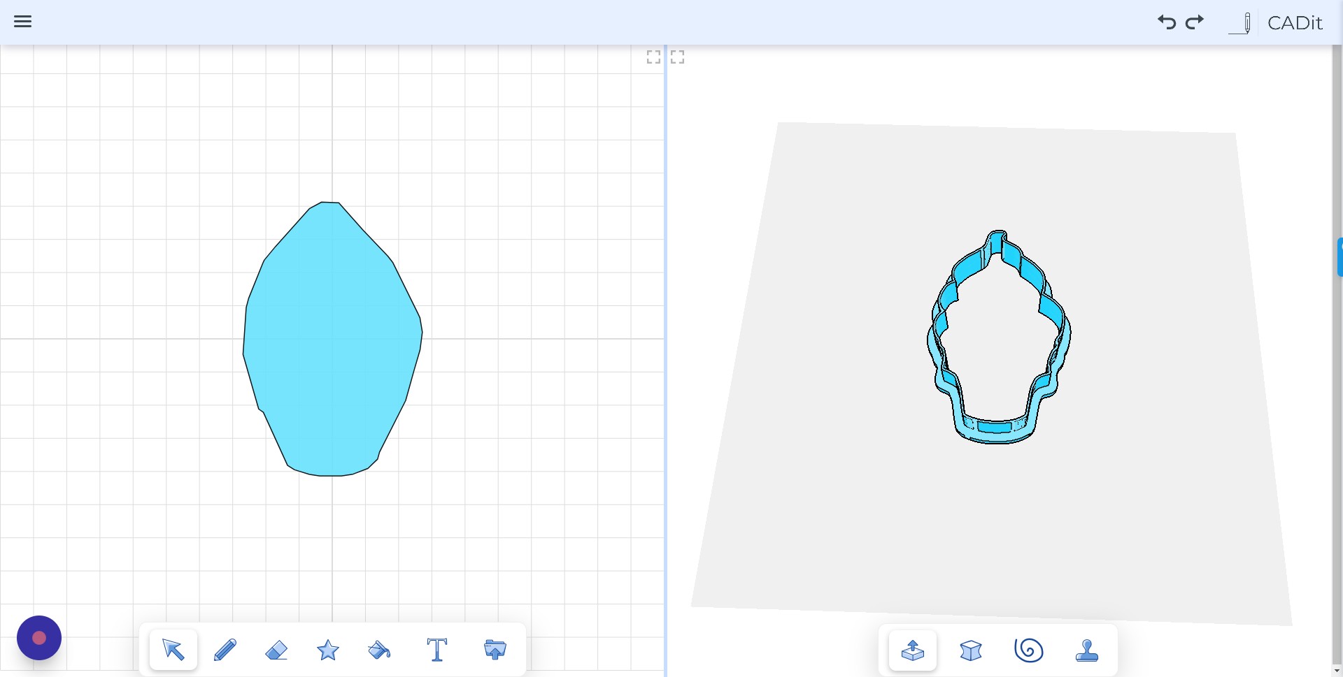 It will bring your cutter into CADit Now we will add a bar In CADit you start by drawing the shape you want Click the shapes menu in the toolbar star icon